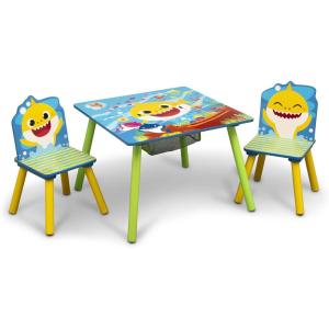 Delta Children Bluey Kids Table and Chair Set with Storage (2 Chairs Included) – Greenguard Gold Certified – Ideal for Arts & Crafts, Snack Time, Homeschooling, Homework & More, Blue(Baby Shark)