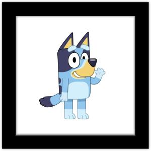 Gallery Pops Bluey – Bluey Waving Wall Art, White Framed Version, 12” x 12”(Black Framed Version)