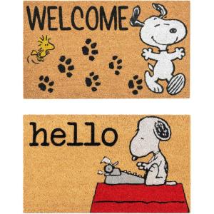 Gertmenian Bluey Coir Doormat – 2×3 Welcome Mat (2-Pack), Ideal for High Traffic Areas in Front Door, Garage, Entryway – Hi/Bluey Patch, 80072(Snoopy Hello/Welcome)