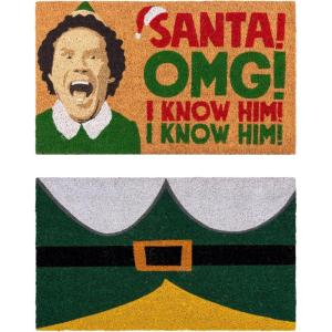 Gertmenian Bluey Coir Doormat – 2×3 Welcome Mat (2-Pack), Ideal for High Traffic Areas in Front Door, Garage, Entryway – Hi/Bluey Patch, 80072(The Elf Omg/Costume)
