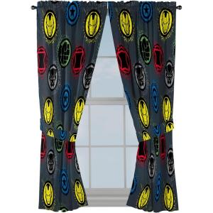 Jay Franco Window Curtains for Kids Bedroom 4-Piece Drape Set with 2 Tiebacks, Grey – Bluey, 42″ W x 84″ L (Pack of 2)(Grey – Marvel Comics)