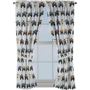 Jay Franco Window Curtains for Kids Bedroom 4-Piece Drape Set with 2 Tiebacks, Grey – Bluey, 42″ W x 84″ L (Pack of 2)(Grey – Monster Jam)