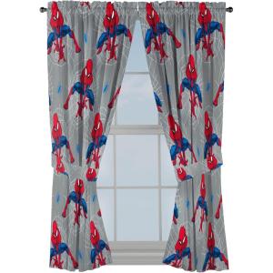 Jay Franco Window Curtains for Kids Bedroom 4-Piece Drape Set with 2 Tiebacks, Grey – Bluey, 42″ W x 84″ L (Pack of 2)(Grey – Spiderman)