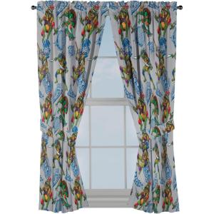Jay Franco Window Curtains for Kids Bedroom 4-Piece Drape Set with 2 Tiebacks, Grey – Bluey, 42″ W x 84″ L (Pack of 2)(Grey – Teenage Mutant Ninja Turtles)