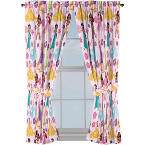 Jay Franco Window Curtains for Kids Bedroom 4-Piece Drape Set with 2 Tiebacks, Grey – Bluey, 42″ W x 84″ L (Pack of 2)(Pink – Disney Princess)