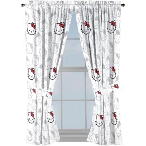 Jay Franco Window Curtains for Kids Bedroom 4-Piece Drape Set with 2 Tiebacks, Grey – Bluey, 42″ W x 84″ L (Pack of 2)(White – Hello Kitty)