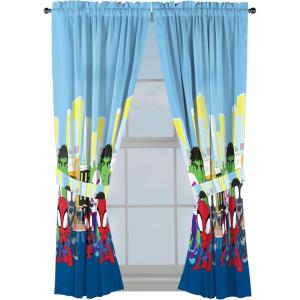 Sunny Side Up Window Curtains for Kids Bedroom 4-Piece Drape Set with 2 Tiebacks, Teal – Bluey, 42″ W x 84″ L (Pack of 2)(Blue – Spidey & His Amazing Friends)