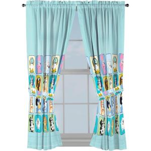 Sunny Side Up Window Curtains for Kids Bedroom 4-Piece Drape Set with 2 Tiebacks, Teal – Bluey, 42″ W x 84″ L (Pack of 2)(Teal – Bluey)