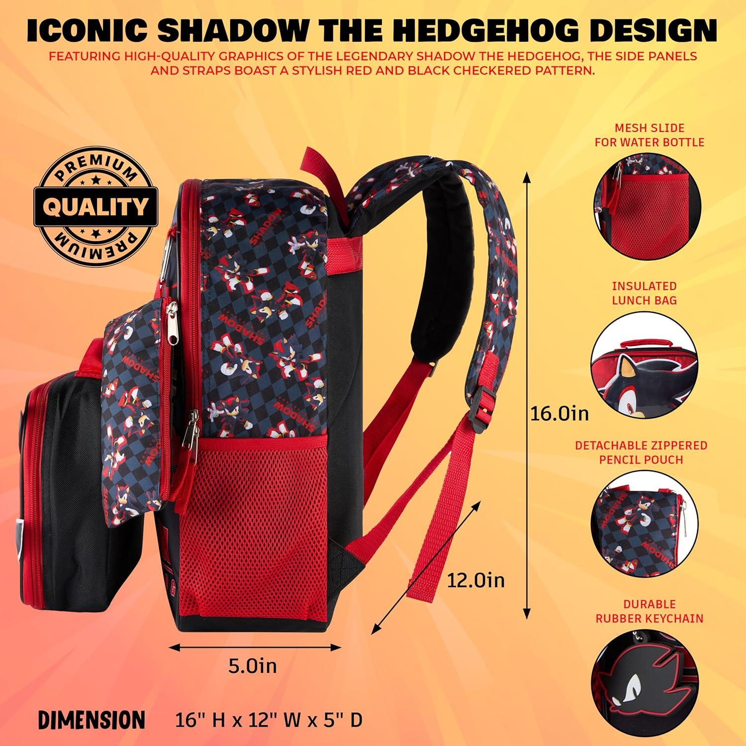 imageAI ACCESSORY INNOVATIONS Bluey 4 Piece Backpack Set for Pre School Girls amp Boys Kids 16 School BagShadow The Hedgehog