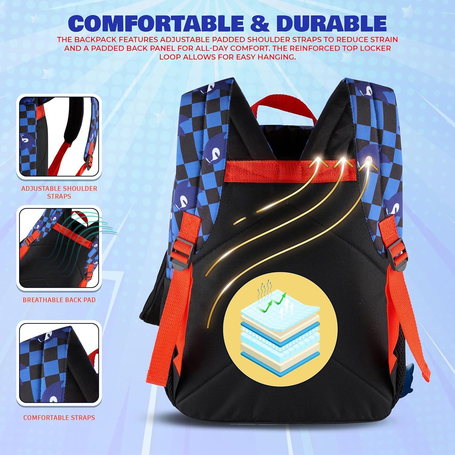 imageAI ACCESSORY INNOVATIONS Bluey 4 Piece Backpack Set for Pre School Girls amp Boys Kids 16 School BagSonic Shadow Knuckles