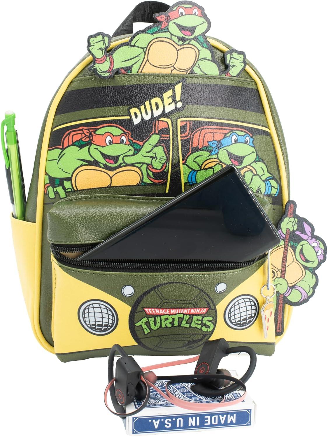 imageAI ACCESSORY INNOVATIONS Bluey Big Face Mini Cosplay PU Backpack Purse Shoulder Bag with Epoxy Filled Metal Pineapple Charm 105 Inch Adjustable Straps Faux LeatherTmnt