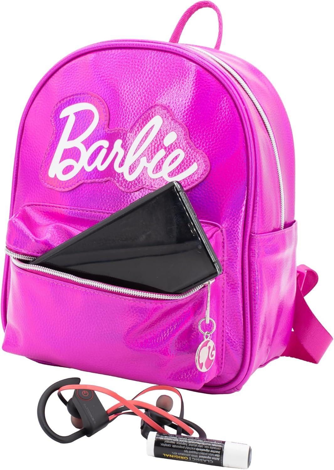 imageAI ACCESSORY INNOVATIONS Bluey Big Face Mini Cosplay PU Backpack Purse Shoulder Bag with Epoxy Filled Metal Pineapple Charm 105 Inch Adjustable Straps Faux LeatherBarbie