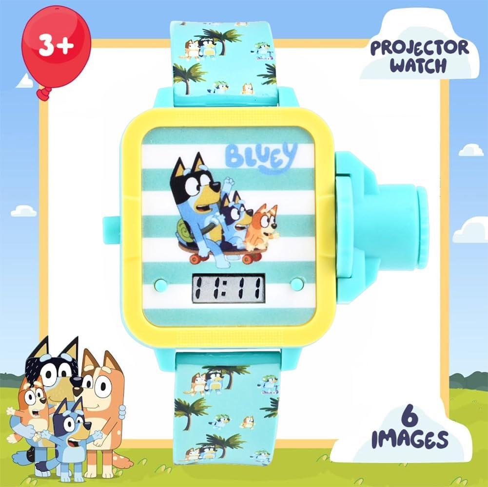 imageBluey Kids Digital Projector Watch with 6 Image Slides Adjustable Character Strap Digital LCD Display Bright Projection Button Fun for Preschool Ages Wrist Size 558