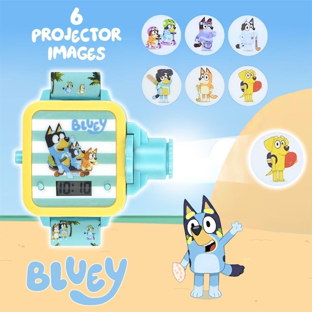 imageBluey Kids Digital Projector Watch with 6 Image Slides Adjustable Character Strap Digital LCD Display Bright Projection Button Fun for Preschool Ages Wrist Size 558