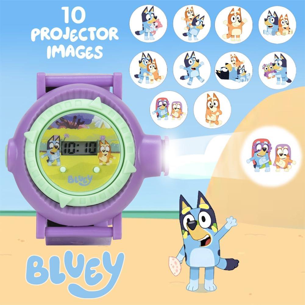 imageBluey Kids Projection Watch with LCD Display 10 Fun Bluey Images LightUp Projector Adjustable Plastic Strap KidFriendly Durable Build Perfect for Young Bluey Fans Fits Wrist Sizes 55 to 8