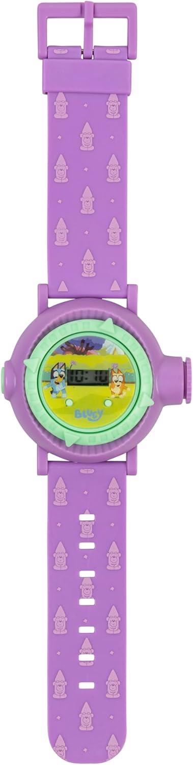 imageBluey Kids Projection Watch with LCD Display 10 Fun Bluey Images LightUp Projector Adjustable Plastic Strap KidFriendly Durable Build Perfect for Young Bluey Fans Fits Wrist Sizes 55 to 8