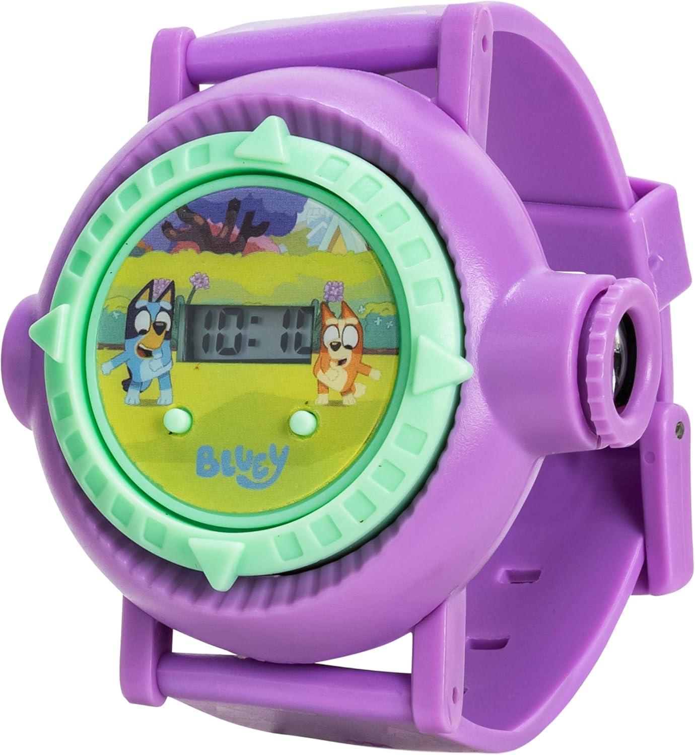 imageBluey Kids Projection Watch with LCD Display 10 Fun Bluey Images LightUp Projector Adjustable Plastic Strap KidFriendly Durable Build Perfect for Young Bluey Fans Fits Wrist Sizes 55 to 8
