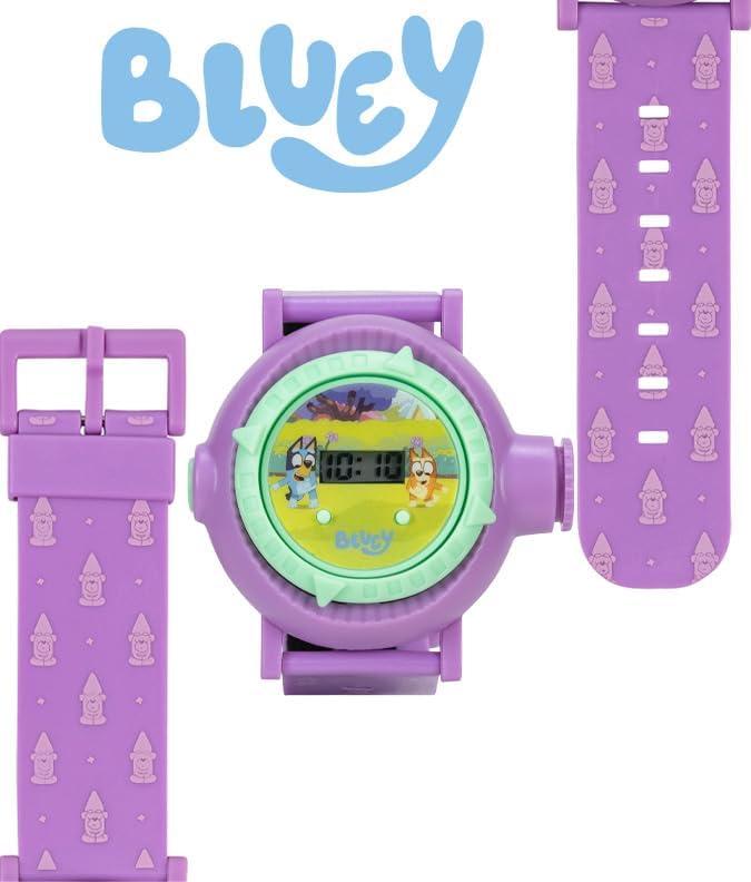 imageBluey Kids Projection Watch with LCD Display 10 Fun Bluey Images LightUp Projector Adjustable Plastic Strap KidFriendly Durable Build Perfect for Young Bluey Fans Fits Wrist Sizes 55 to 8