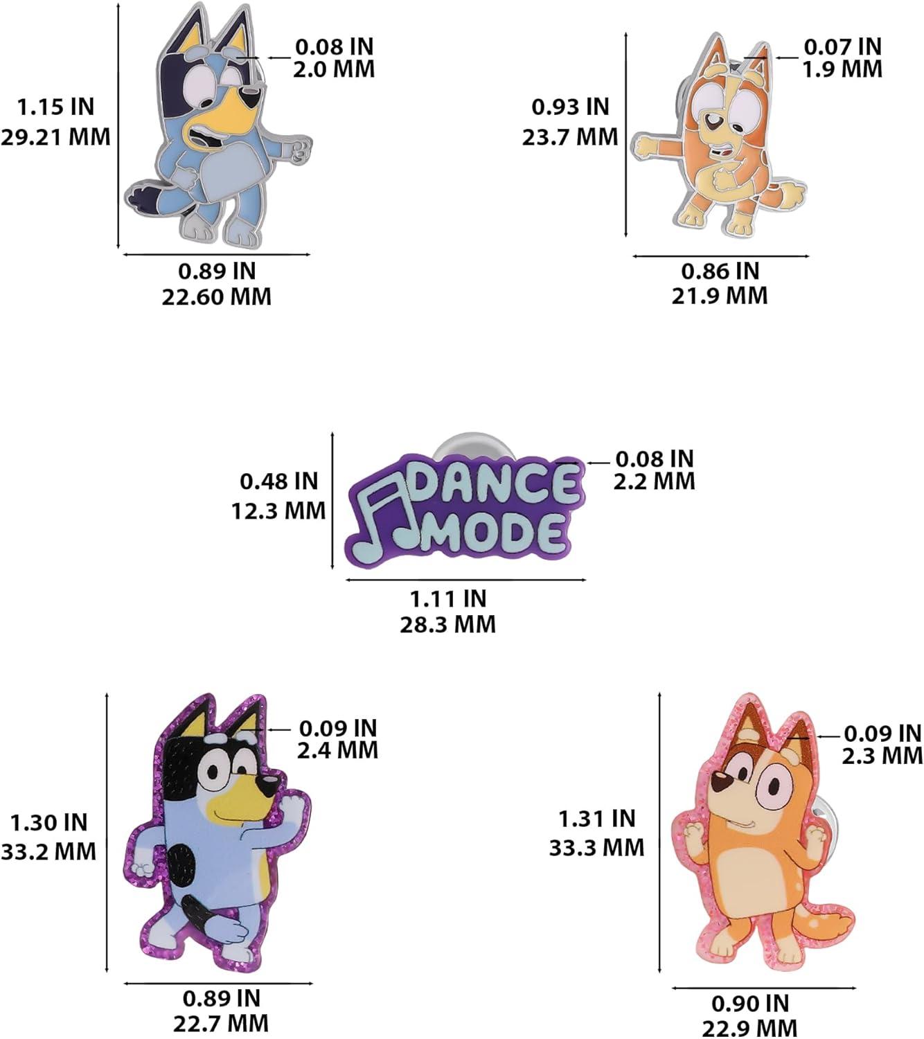 imageBluey Pins Dance Mode 5 Pack Official License Pin Set for Backpacks Bags Jackets