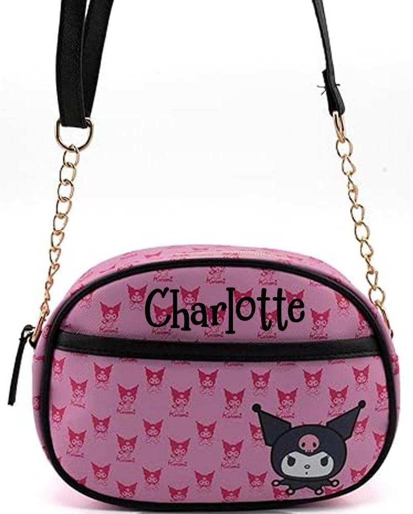 imageDisney Sanrio Bluey Purse Crossbody Handbag for Women Metallic Vinyl Womens Shoulder HandbagPersonalized Hk Pink and Black
