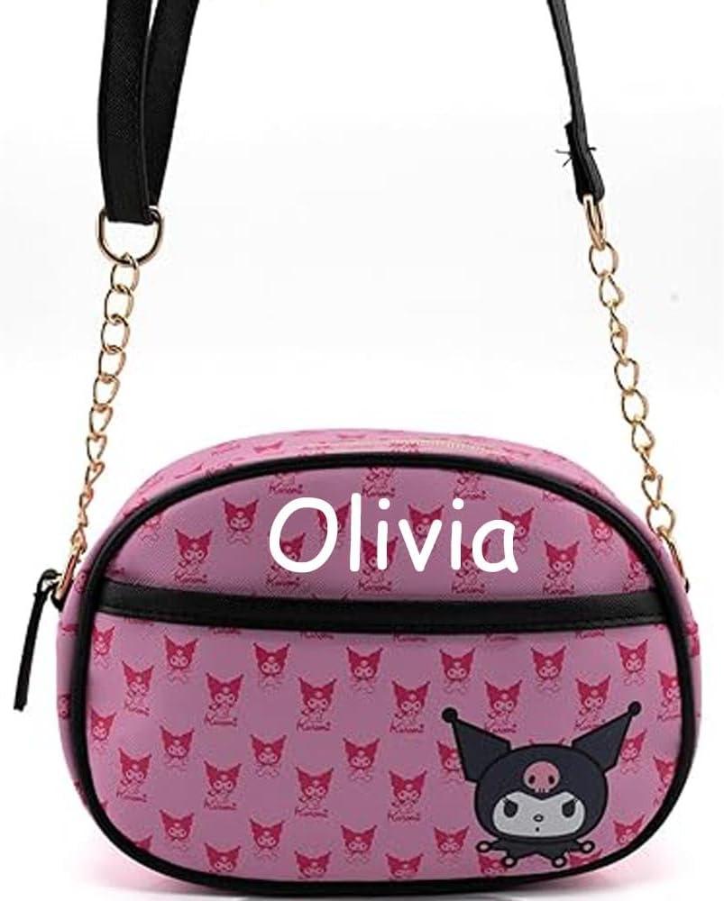 imageDisney Sanrio Bluey Purse Crossbody Handbag for Women Metallic Vinyl Womens Shoulder HandbagPersonalized Hk Pink and Black