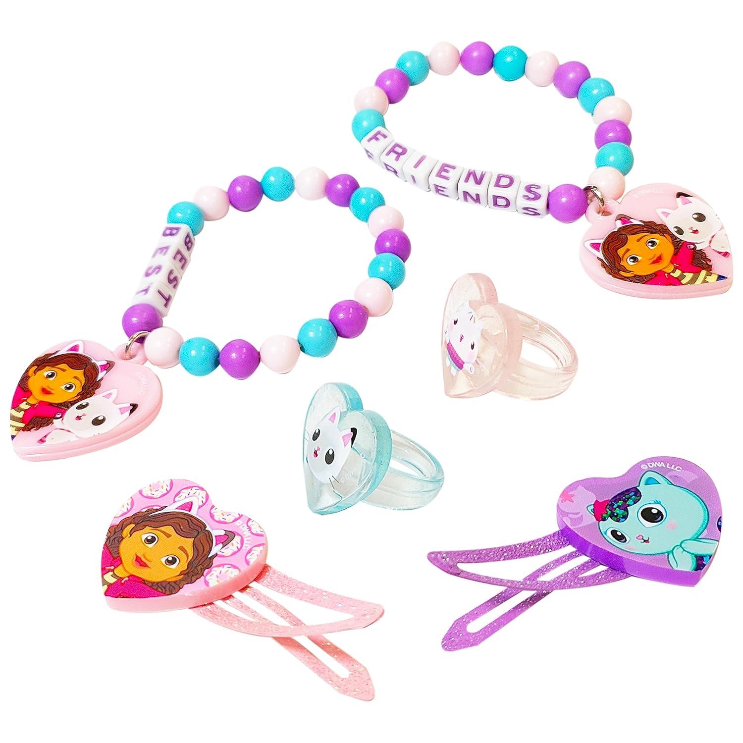 imageLUV HER Bluey Girls BFF 6 Piece Toy Jewelry Box Set with 2 Rings 2 Bead Bracelets and Snap Hair Clips Ages 3BFF Set 2
