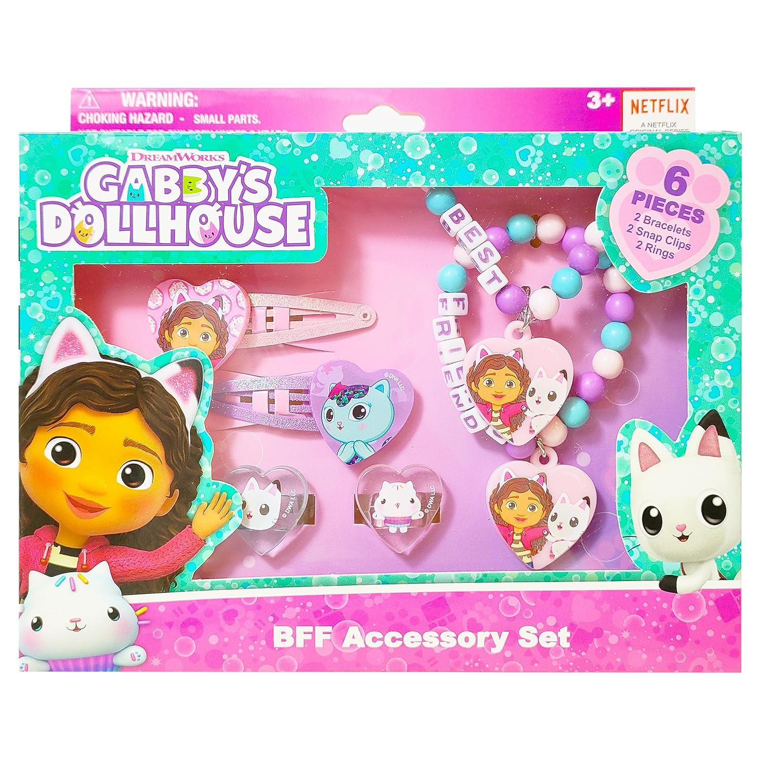 imageLUV HER Bluey Girls BFF 6 Piece Toy Jewelry Box Set with 2 Rings 2 Bead Bracelets and Snap Hair Clips Ages 3BFF Set 2