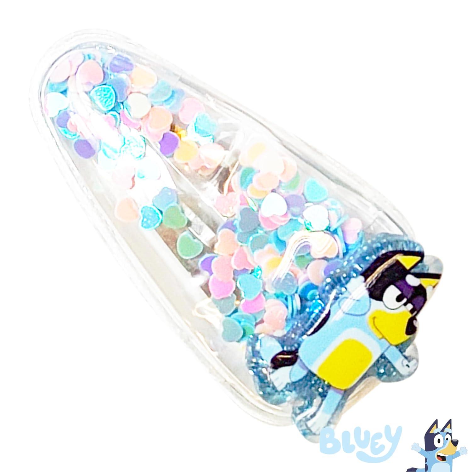 imageLUV HER Bluey Hair Accessories For Girls 6pc Cute Hair Clips with Favorite Bluey Character Charms Magical Confetti Hair Clips Ages 3Multicolor 1