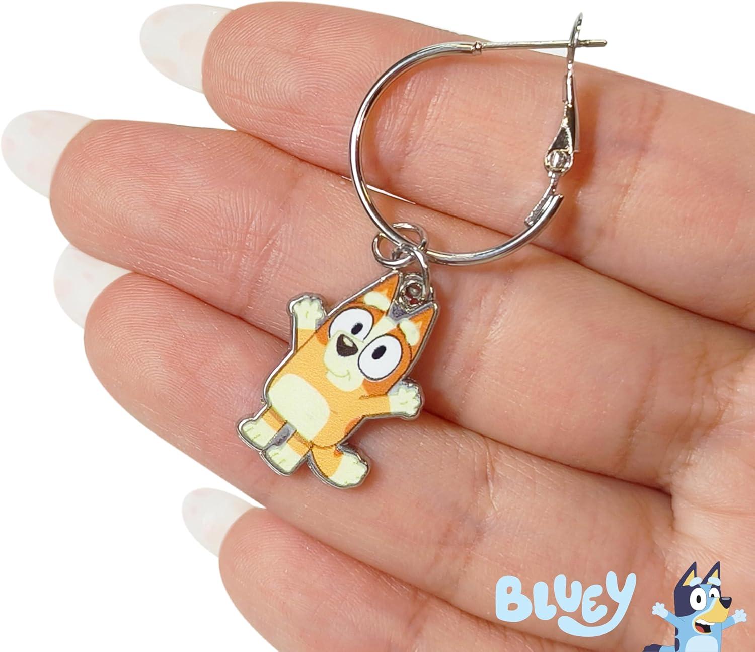 imageLUV HER Bluey Hypoallergenic Earrings for Girls Ages 4 Safe Stud amp Fishhook Styles Jewelry Gift for Sensitive Ears amp Cartoon LoversBlueBrownPurple