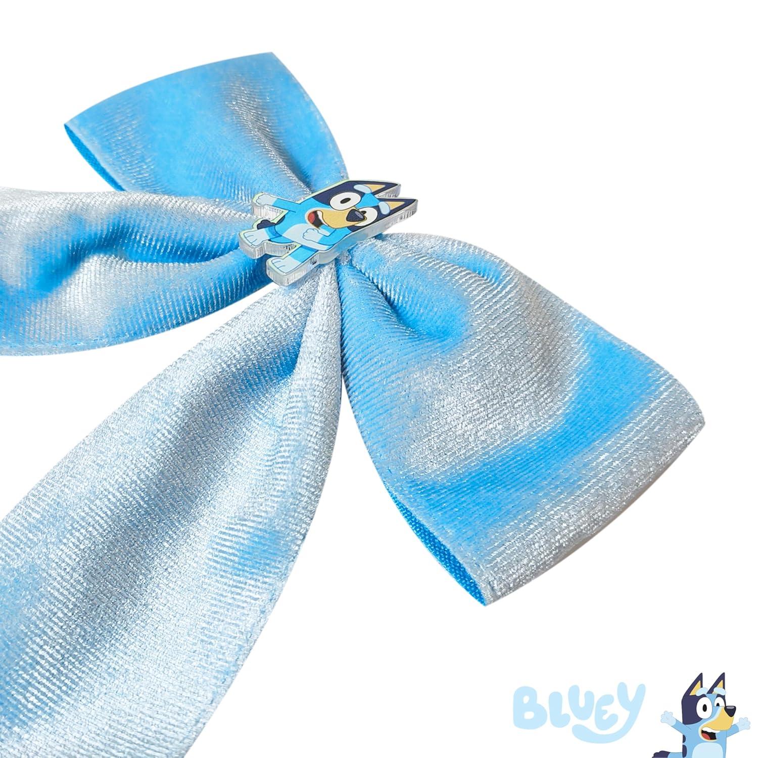 imageLUV HER Bluey Long Tail Hair Bow for Girls with Alligator Clip with Charm of Bluey Hair Accessory Ages 3