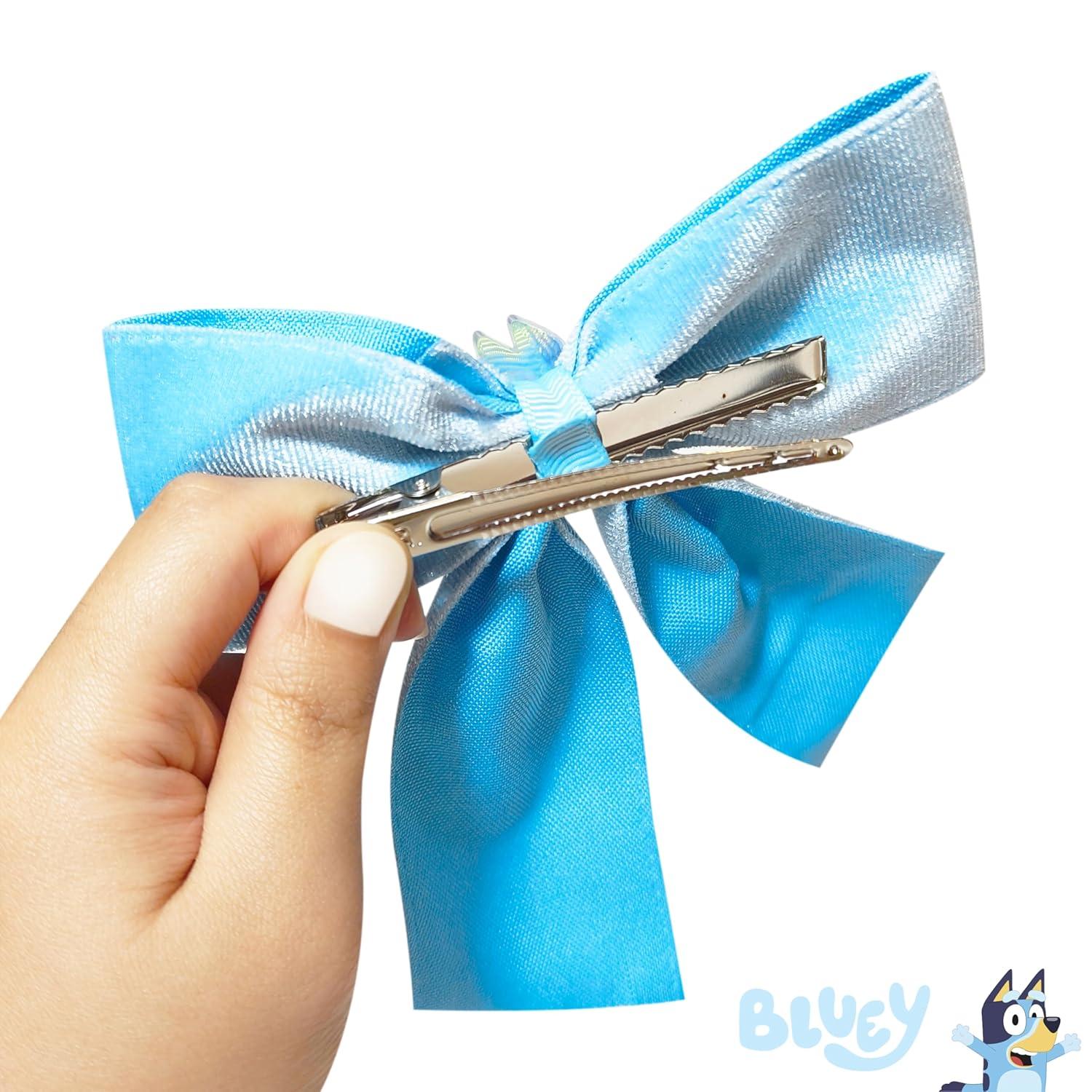 imageLUV HER Bluey Long Tail Hair Bow for Girls with Alligator Clip with Charm of Bluey Hair Accessory Ages 3