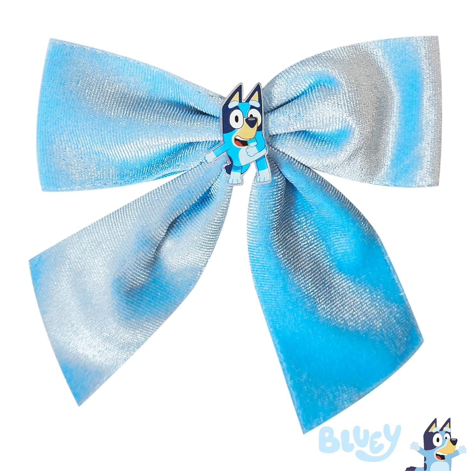 imageLUV HER Bluey Long Tail Hair Bow for Girls with Alligator Clip with Charm of Bluey Hair Accessory Ages 3
