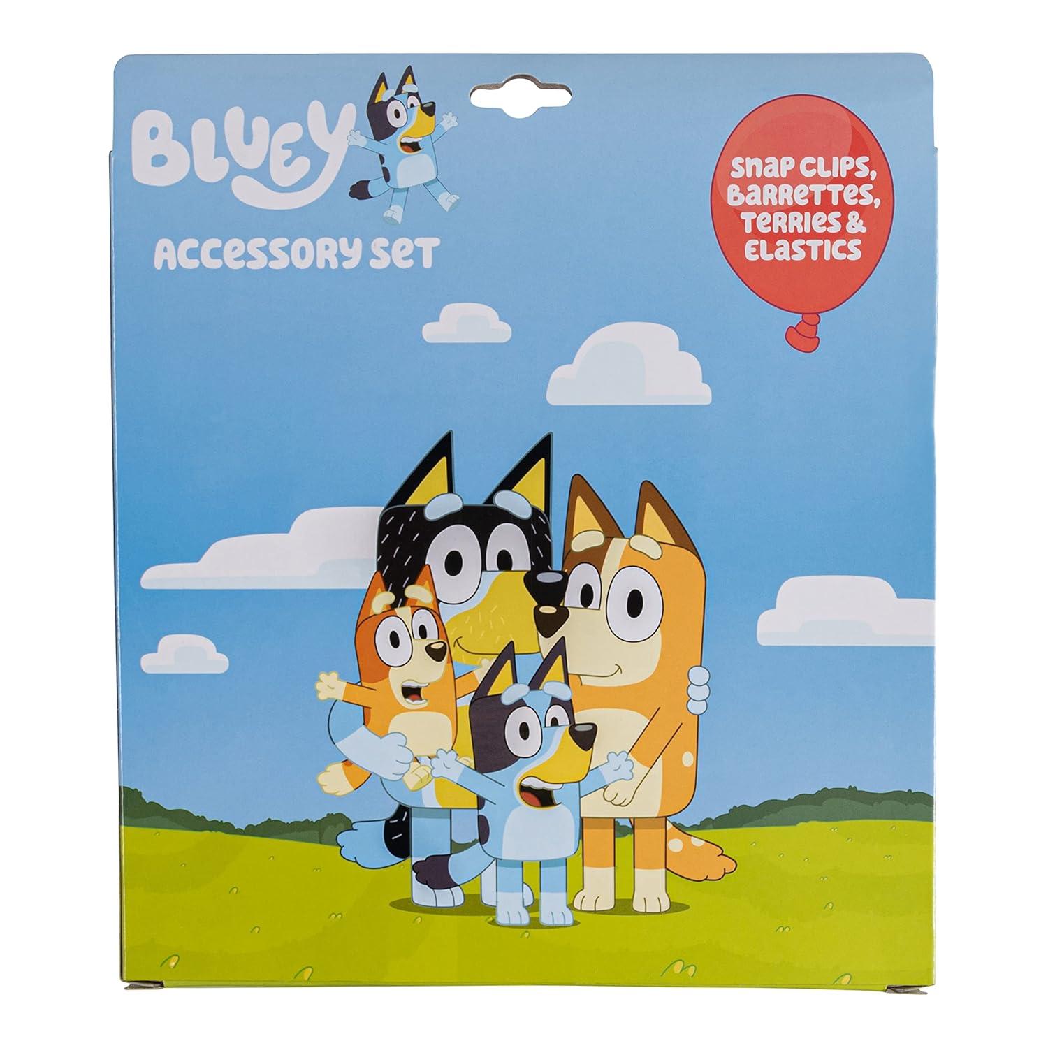 imageLuv Her Bluey Girls 20 Piece Accessory Set with 3 Barrettes 4 Snap Hair Clips 5 Elastics and 8 Terry Ponies Ages 3BLUEY