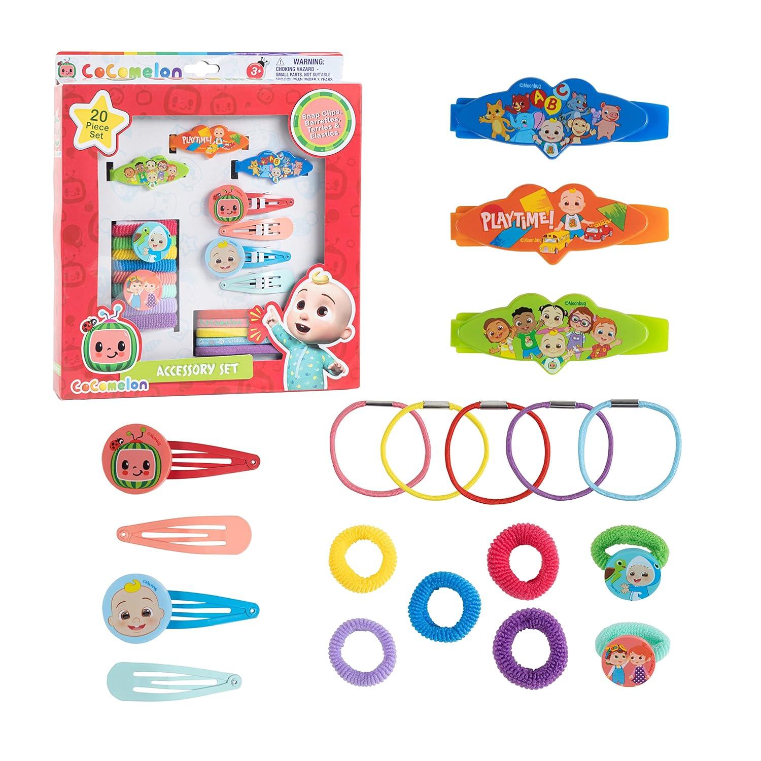 imageLuv Her Bluey Girls 20 Piece Accessory Set with 3 Barrettes 4 Snap Hair Clips 5 Elastics and 8 Terry Ponies Ages 3Co Comelon