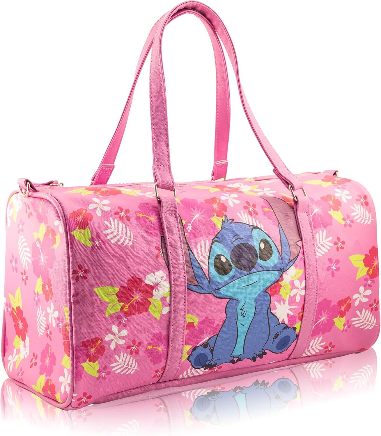 imageStitch Minnie Mickey Pooh Harry Potter or Jack Skellington 16 Leather Mini Travel Bag Duffle Bag Overnight BagStitch Pink