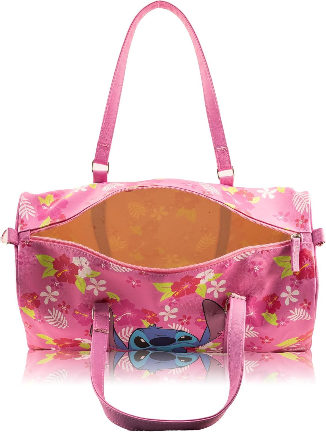 imageStitch Minnie Mickey Pooh Harry Potter or Jack Skellington 16 Leather Mini Travel Bag Duffle Bag Overnight BagStitch Pink