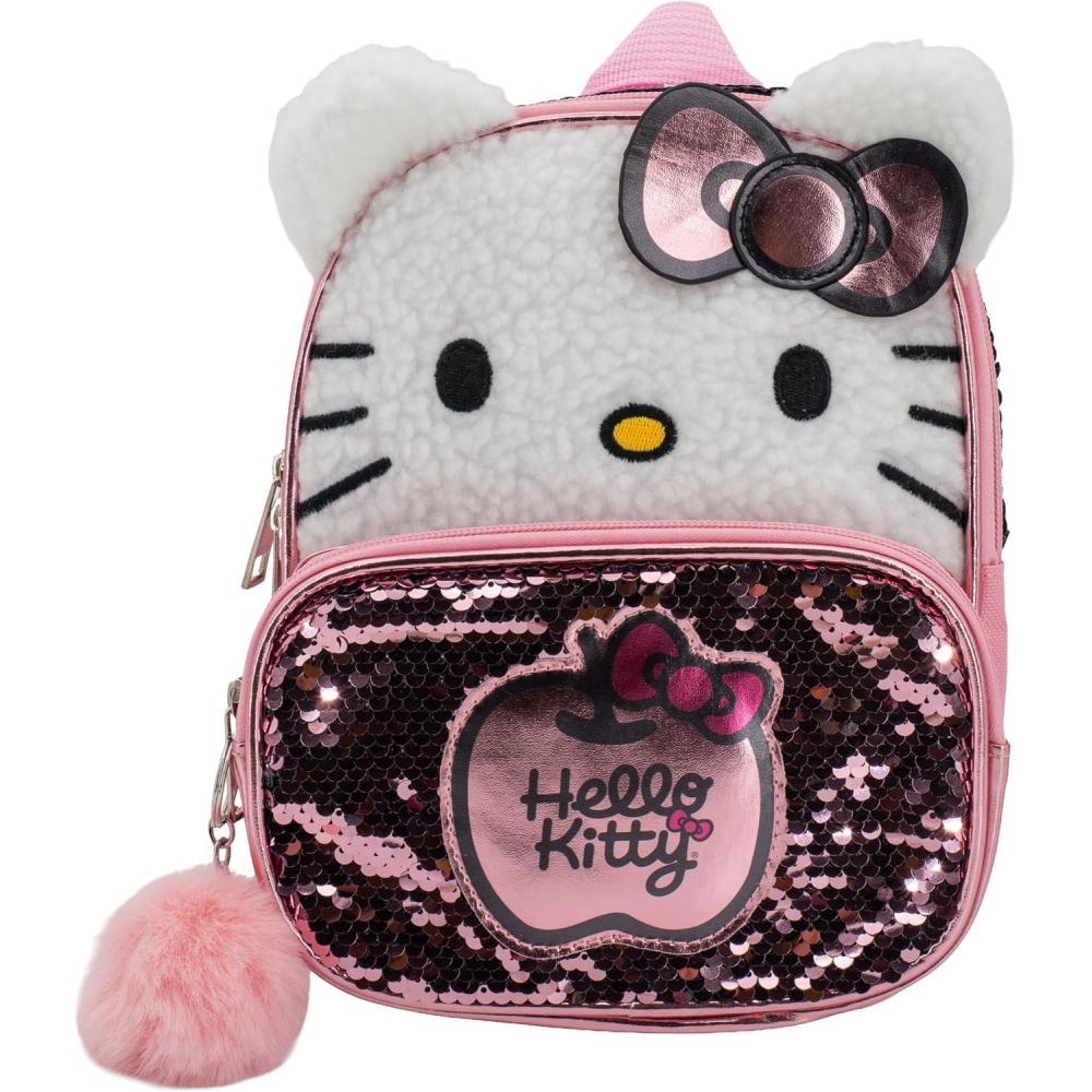 imageAI ACCESSORY INNOVATIONS Bluey 9 Micro Mini Backpack Purse Featuring a 3D Bluey Glitter Patch with Pom Pom Dangle BlueHello Kitty