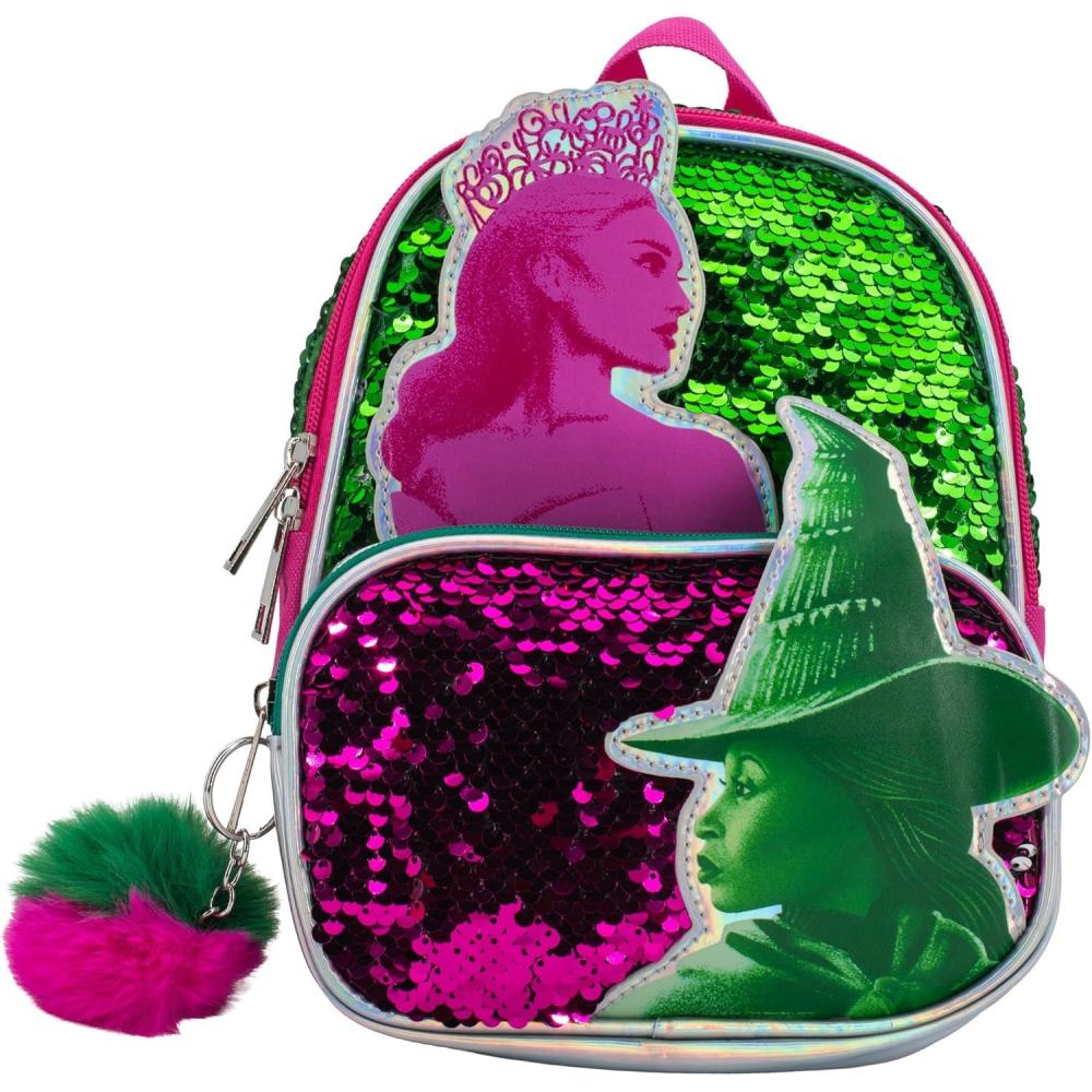 imageAI ACCESSORY INNOVATIONS Bluey 9 Micro Mini Backpack Purse Featuring a 3D Bluey Glitter Patch with Pom Pom Dangle BlueWicked