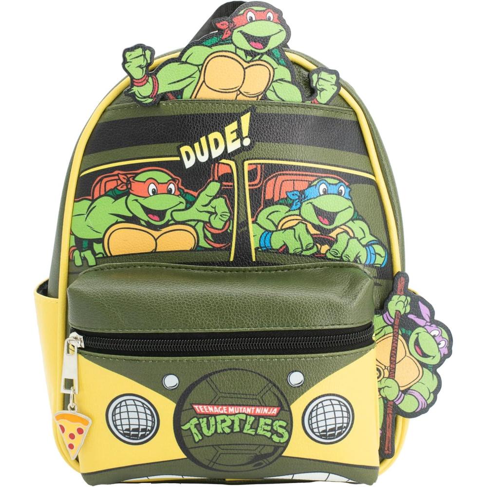 imageAI ACCESSORY INNOVATIONS Bluey Big Face Mini Cosplay PU Backpack Purse Shoulder Bag with Epoxy Filled Metal Pineapple Charm 105 Inch Adjustable Straps Faux LeatherTmnt