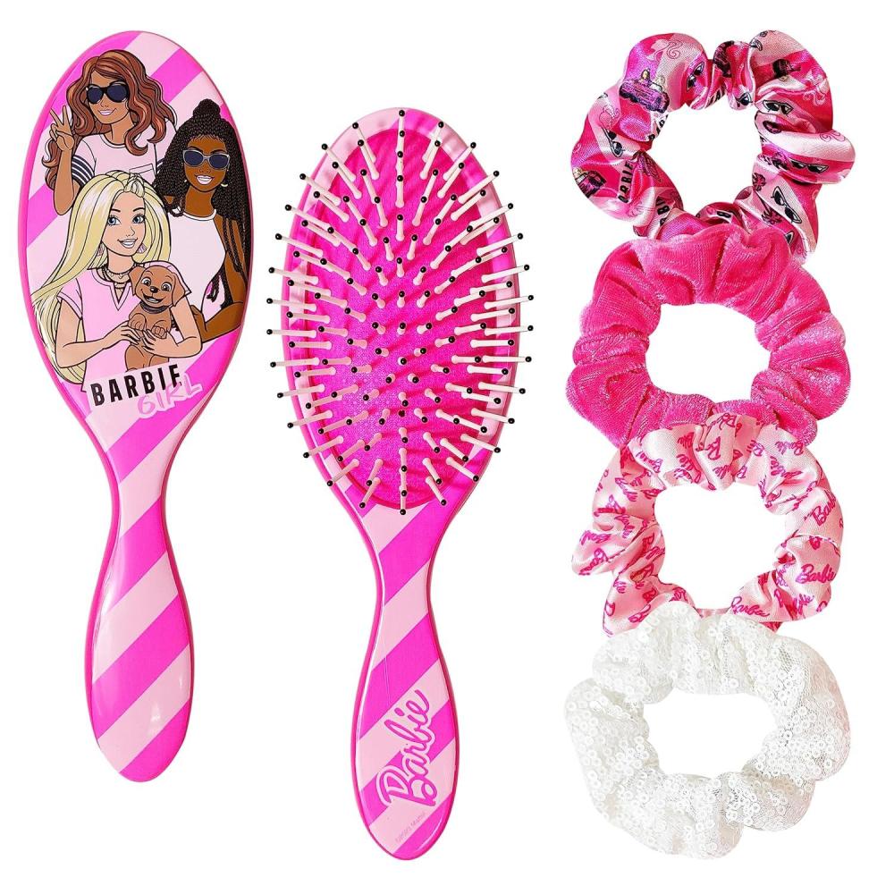 imageBluey Hair Accessory 5 Pcs Set 1 Regular 9 inch Bluey HairBrush For Girls 4 Bluey Scrunchies For Kids Accessories For Girls Detangling Brush Elastic Hair Ties Ropes Scrunchies Ages 3Barbie 5 Piece Hair Accessories