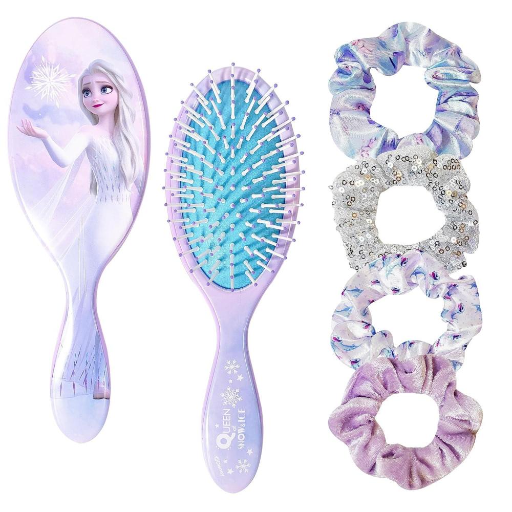 imageBluey Hair Accessory 5 Pcs Set 1 Regular 9 inch Bluey HairBrush For Girls 4 Bluey Scrunchies For Kids Accessories For Girls Detangling Brush Elastic Hair Ties Ropes Scrunchies Ages 3Elsas 5 Piece Hair Accessories