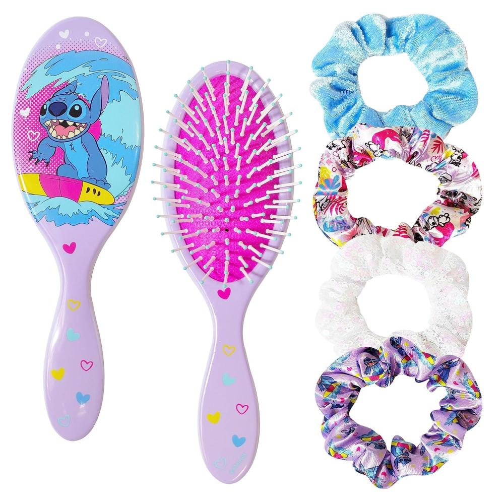imageBluey Hair Accessory 5 Pcs Set 1 Regular 9 inch Bluey HairBrush For Girls 4 Bluey Scrunchies For Kids Accessories For Girls Detangling Brush Elastic Hair Ties Ropes Scrunchies Ages 3Stitch 5 Piece Hair Accessories