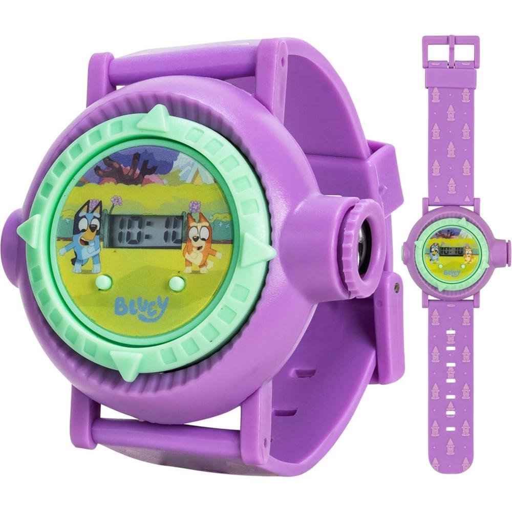 imageBluey Kids Projection Watch with LCD Display 10 Fun Bluey Images LightUp Projector Adjustable Plastic Strap KidFriendly Durable Build Perfect for Young Bluey Fans Fits Wrist Sizes 55 to 8