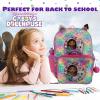 AI ACCESSORY INNOVATIONS Bluey 4 Piece Backpack Set for Pre School Girls & Boys, Kids 16″ School Bag(Gabby)