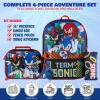 AI ACCESSORY INNOVATIONS Bluey 4 Piece Backpack Set for Pre School Girls & Boys, Kids 16″ School Bag(Sonic  Shadow  & Knuckles)