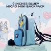 AI ACCESSORY INNOVATIONS Bluey 9” Micro Mini Backpack Purse Featuring a 3D Bluey Glitter Patch with Pom Pom Dangle, Blue(Bluey)