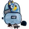 AI ACCESSORY INNOVATIONS Bluey 9” Micro Mini Backpack Purse Featuring a 3D Bluey Glitter Patch with Pom Pom Dangle, Blue(Bluey)