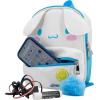 AI ACCESSORY INNOVATIONS Bluey 9” Micro Mini Backpack Purse Featuring a 3D Bluey Glitter Patch with Pom Pom Dangle, Blue(Cinnamoroll)