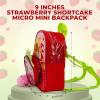 AI ACCESSORY INNOVATIONS Bluey 9” Micro Mini Backpack Purse Featuring a 3D Bluey Glitter Patch with Pom Pom Dangle, Blue(Strawberry Shortcake)