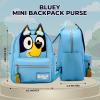AI ACCESSORY INNOVATIONS Bluey Big Face Mini Cosplay PU Backpack Purse, Shoulder Bag with Epoxy Filled Metal Pineapple Charm, 10.5 Inch, Adjustable Straps, Faux Leather(Bluey)